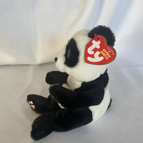 Ty Beanie Baby Ying Panda Glitter Green Eyes PEACE Ukraine Save the Children Tag - Picture 2 of 11